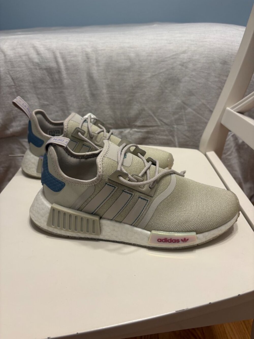 adidas NMD Sneakers Cream White & Blue Women’s 9.5